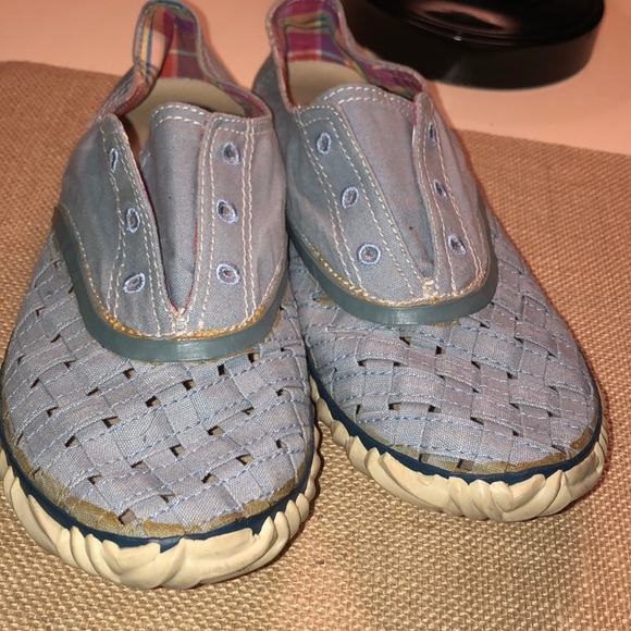 Sorel Picnic Weave Canvas Denim Blue Shoes - Picture 2 of 7